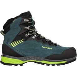 LOWA Cadin II GTX Mid Heren Wandelboots - Steel Blue/lime